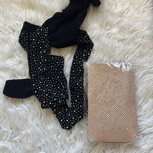 Sparkle Rhinestone Fishnets - Two Pack Black and Nude